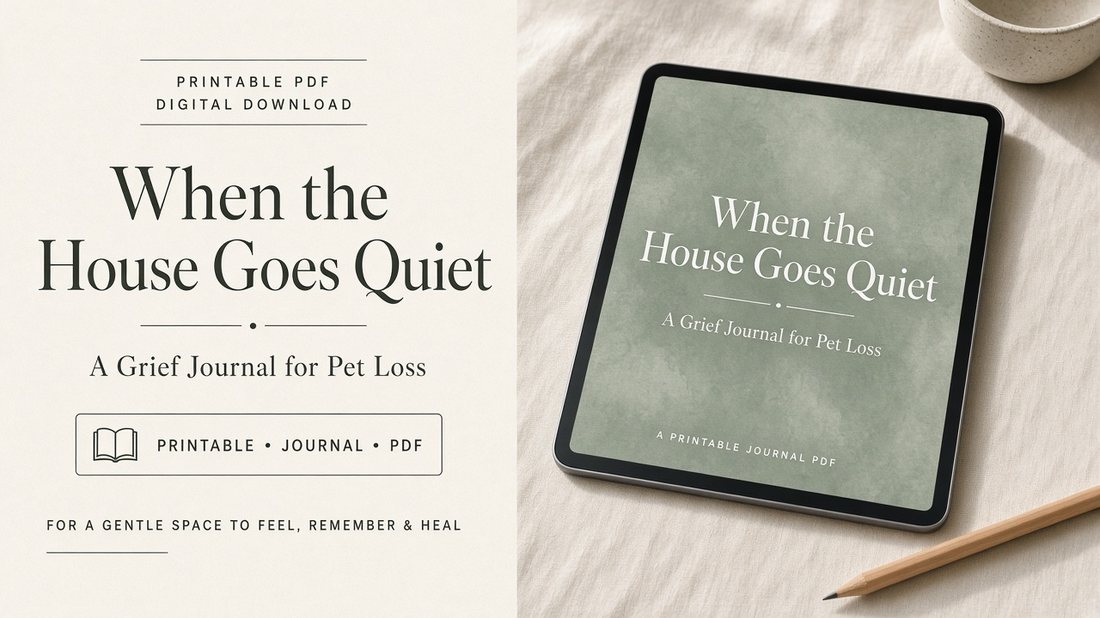 When the House Goes Quiet grief journal on a tablet